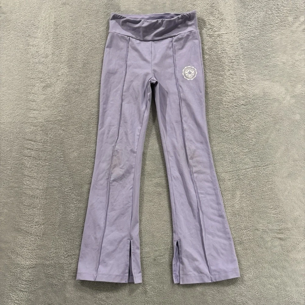 Converse Flare Leggings Youth Medium 10-14 High Rise Violet Chuck Patch Logo